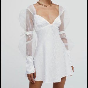 For Love and Lemons Gabrielle Puff Sleeve Mini Dress in White | NWT | Size XXL
